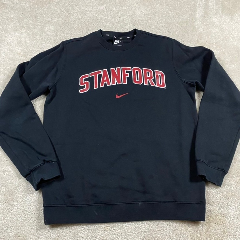 Nike Stanford University Sweatshirt Mens M Black Crewneck Cardinal Pullover